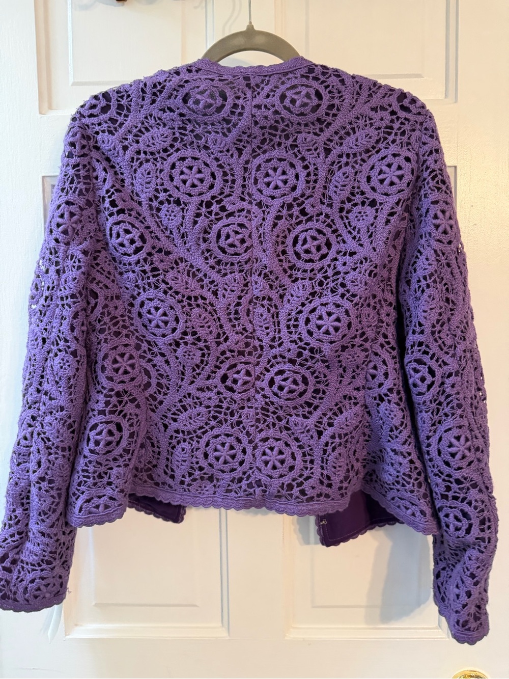 NWT Vintage Valentino Miss V Purple Crochet Knit Cardigan Jacket Size 10 Made in - Picture 6 of 8